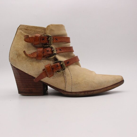 A.S. 98 Brown Tan Leather Women's Size EU 36 Pointed Toe 3 Strap Boots - Picture 1 of 12